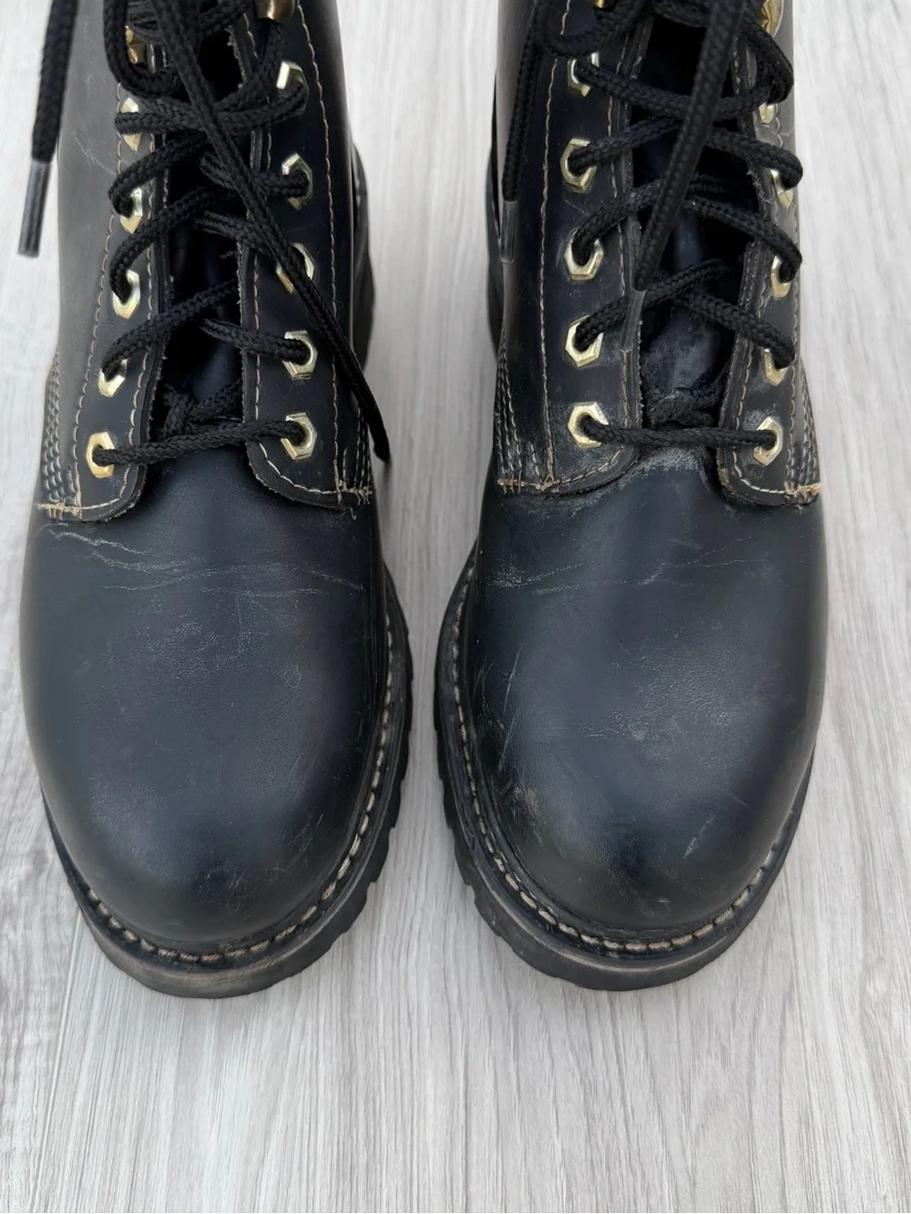 Ramrods Black Leather Steel Toe Work Boots